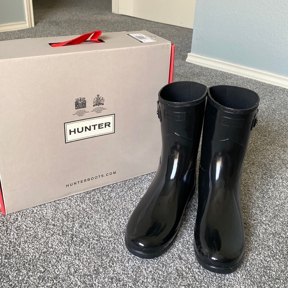 hunter short gloss rain boots